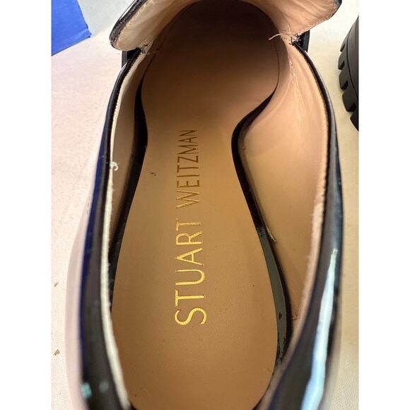 Stuart Weitzman Bedford Loafer Platform Slip On Womens 9.5 Black Patent Leather - Picture 11 of 13